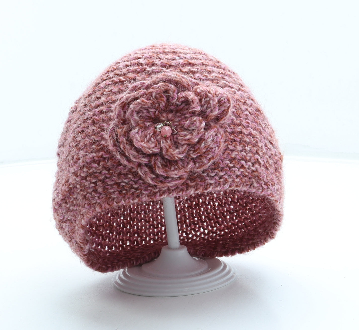 Monsoon Womens Pink Acrylic Beanie One Size - Flower