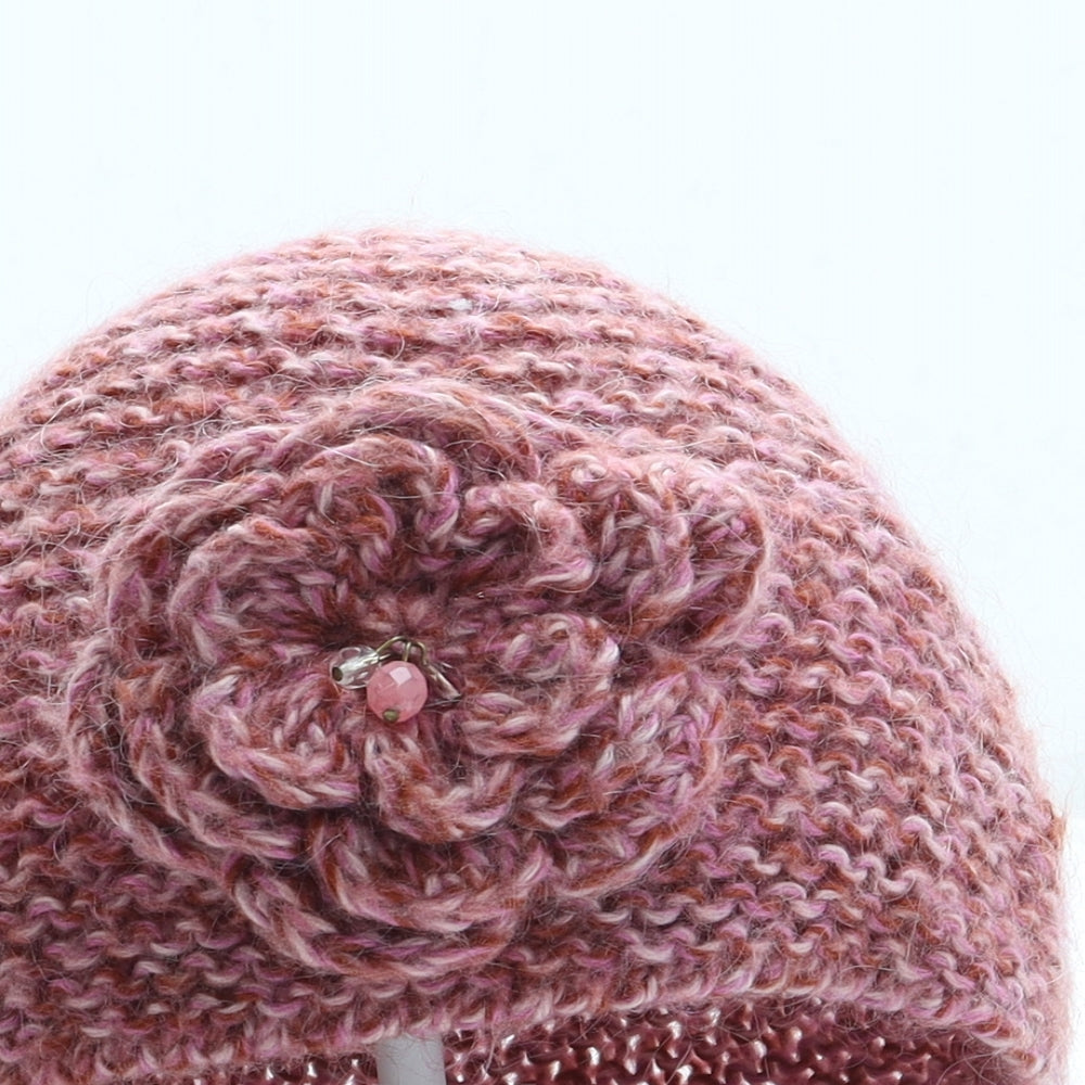 Monsoon Womens Pink Acrylic Beanie One Size - Flower