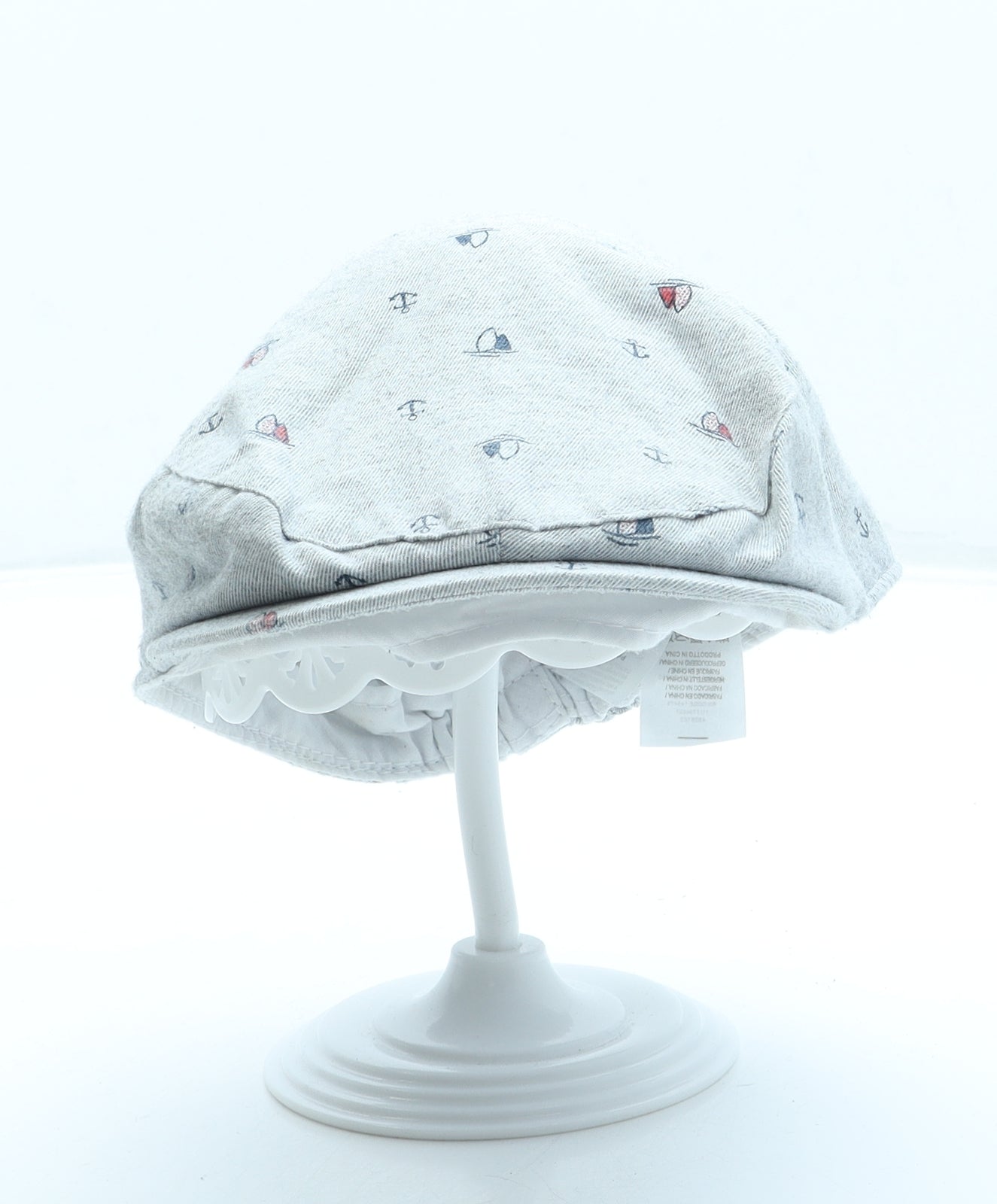 Primark Boys Grey Geometric Polyester Flat Cap One Size - Boats