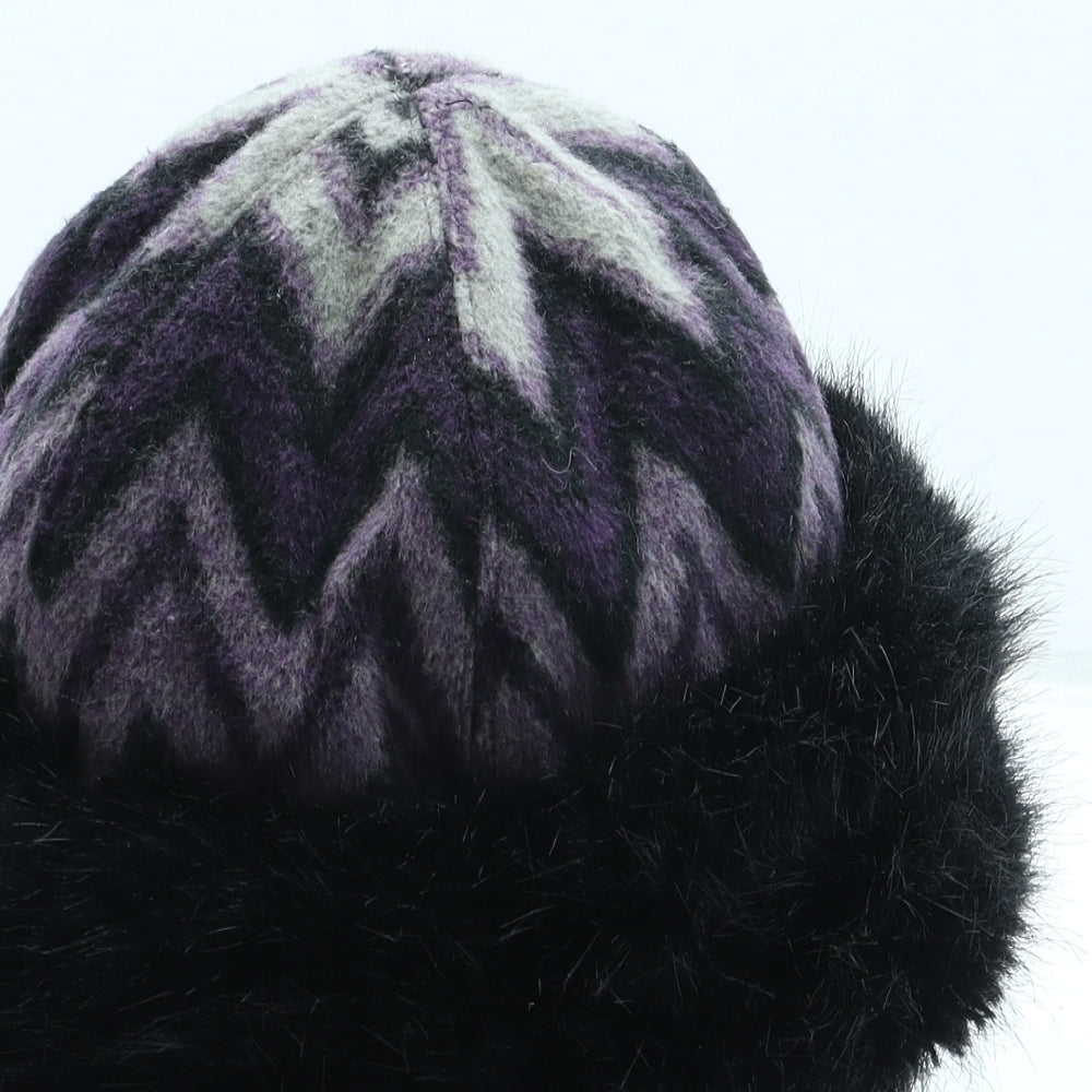 SheIn Womens Purple Geometric Wool Cloche One Size