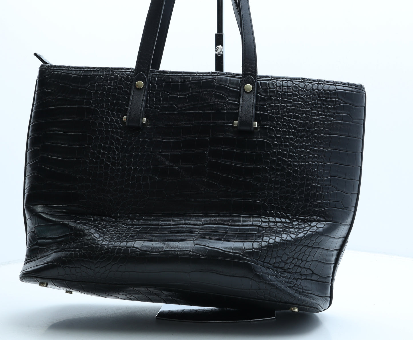 H&M Womens Black Polyurethane Tote Size Large - Croc Texture