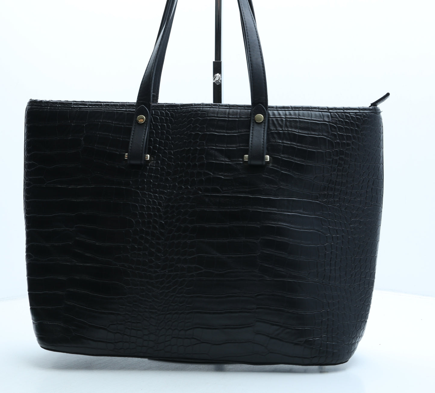 H&M Womens Black Polyurethane Tote Size Large - Croc Texture