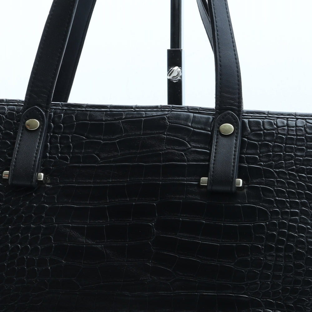 H&M Womens Black Polyurethane Tote Size Large - Croc Texture
