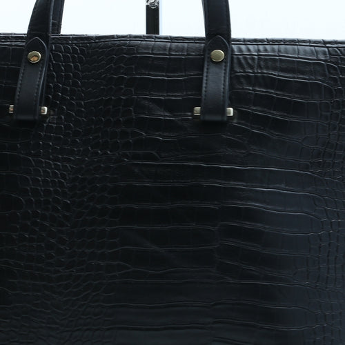 H&M Womens Black Polyurethane Tote Size Large - Croc Texture