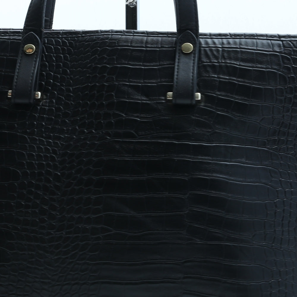H&M Womens Black Polyurethane Tote Size Large - Croc Texture