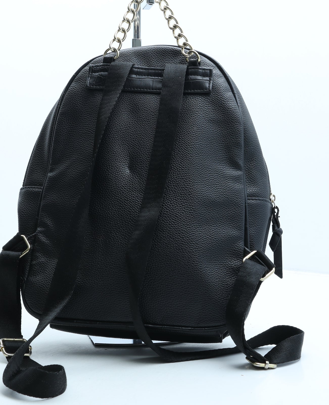Primark Womens Black Polyurethane Backpack Size Medium