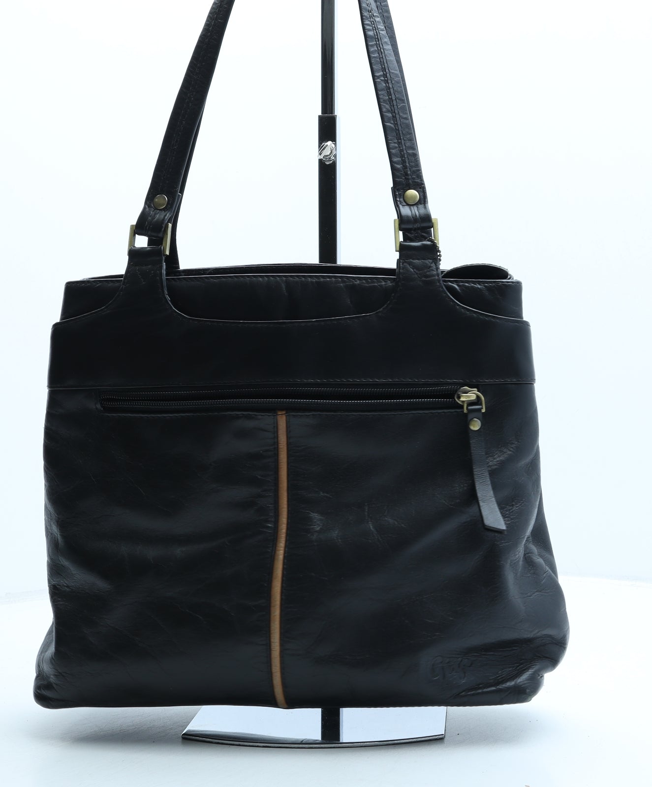 GiGi Womens Black Leather Shoulder Bag Size Small