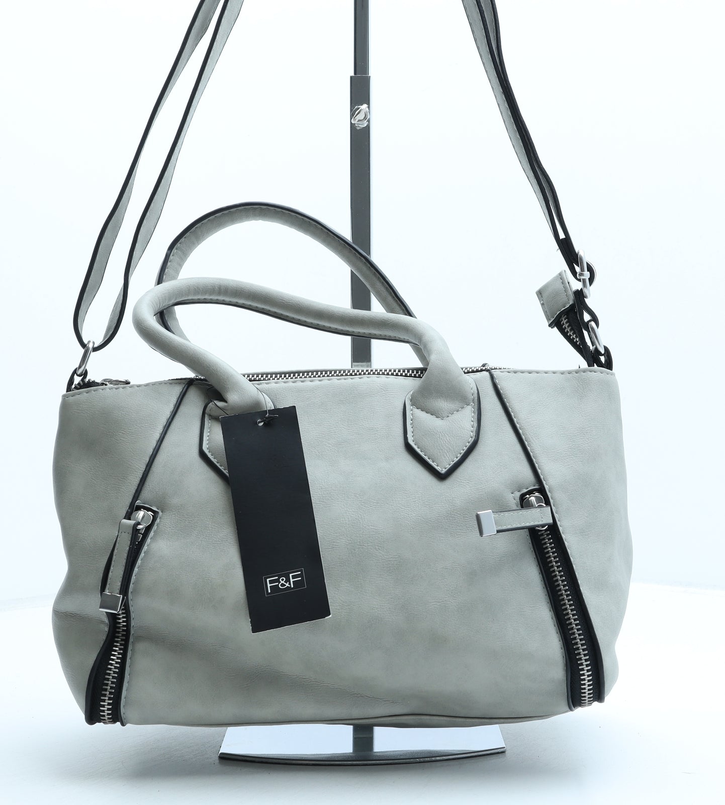F&F Womens Grey PVC Hobo Bag Size Small