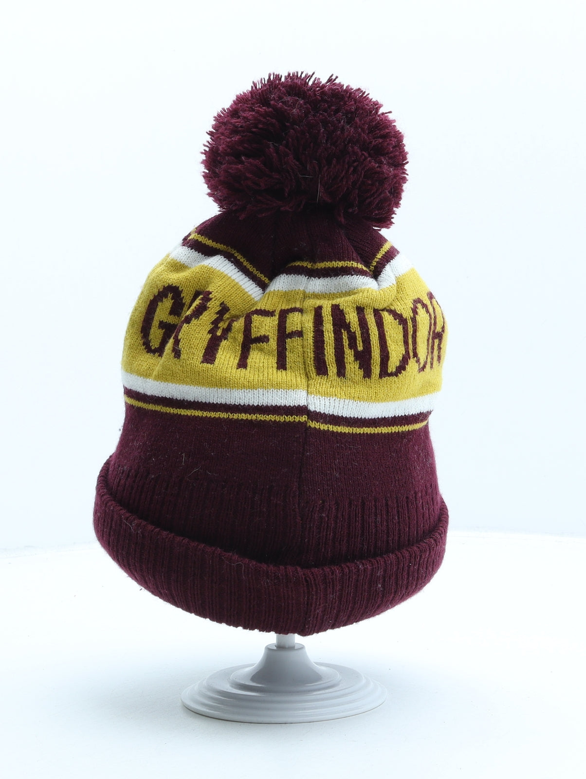 Harry Potter Boys Red Striped Acrylic Bobble Hat One Size - Gryffindor