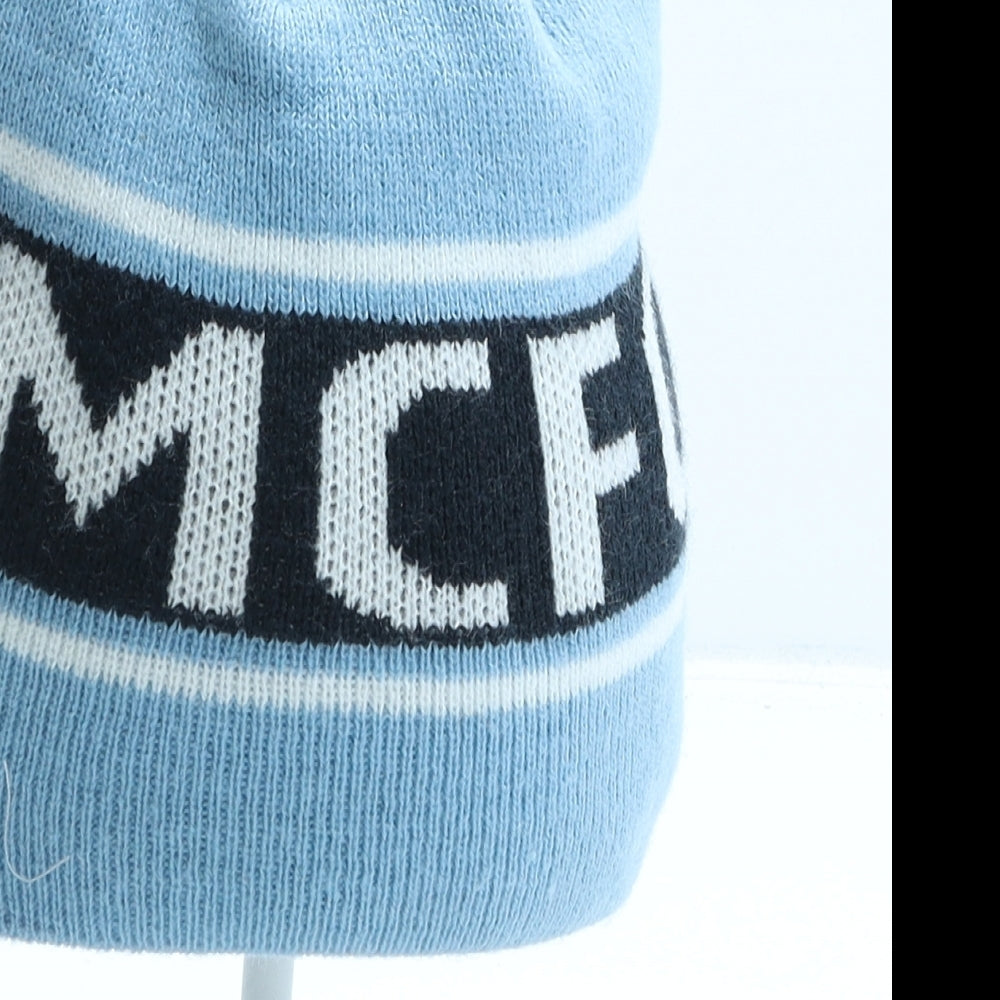 Manchester City FC Boys Blue Striped Acrylic Beanie One Size