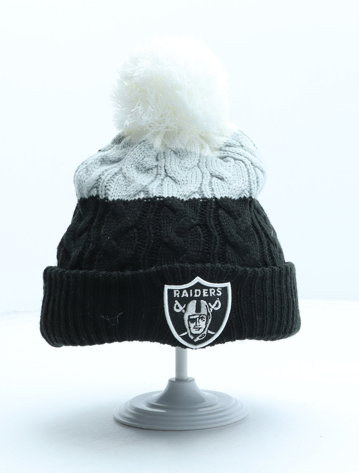 New Era Womens Black Acrylic Bobble Hat One Size - Las Vegas Raiders