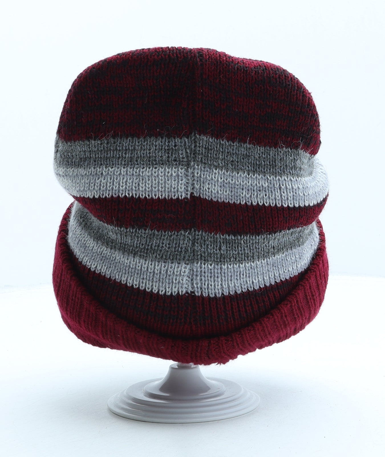 Style And Vouge Mens Red Striped Acrylic Beanie One Size