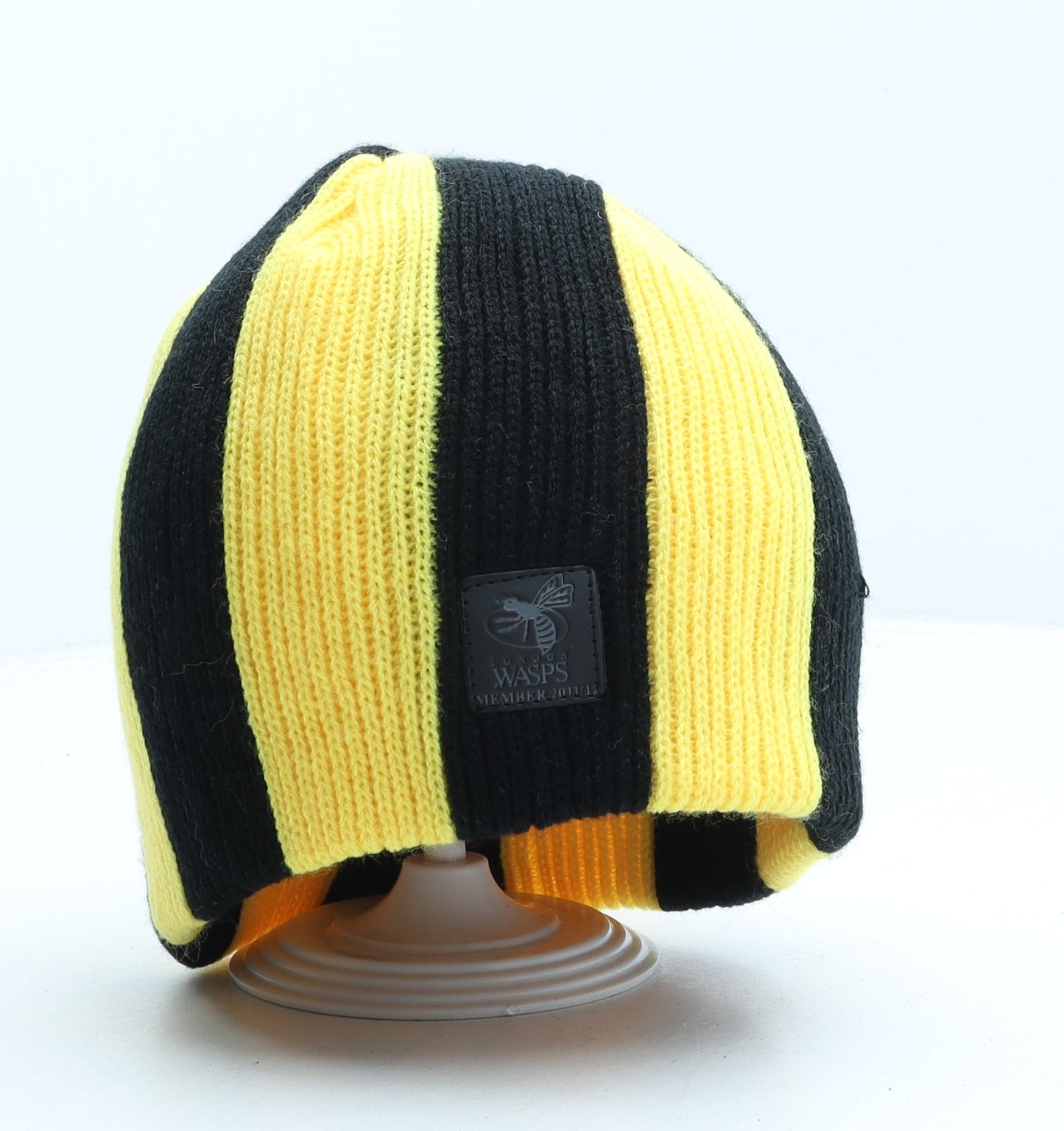 London Wasps Mens Yellow Striped Acrylic Beanie One Size