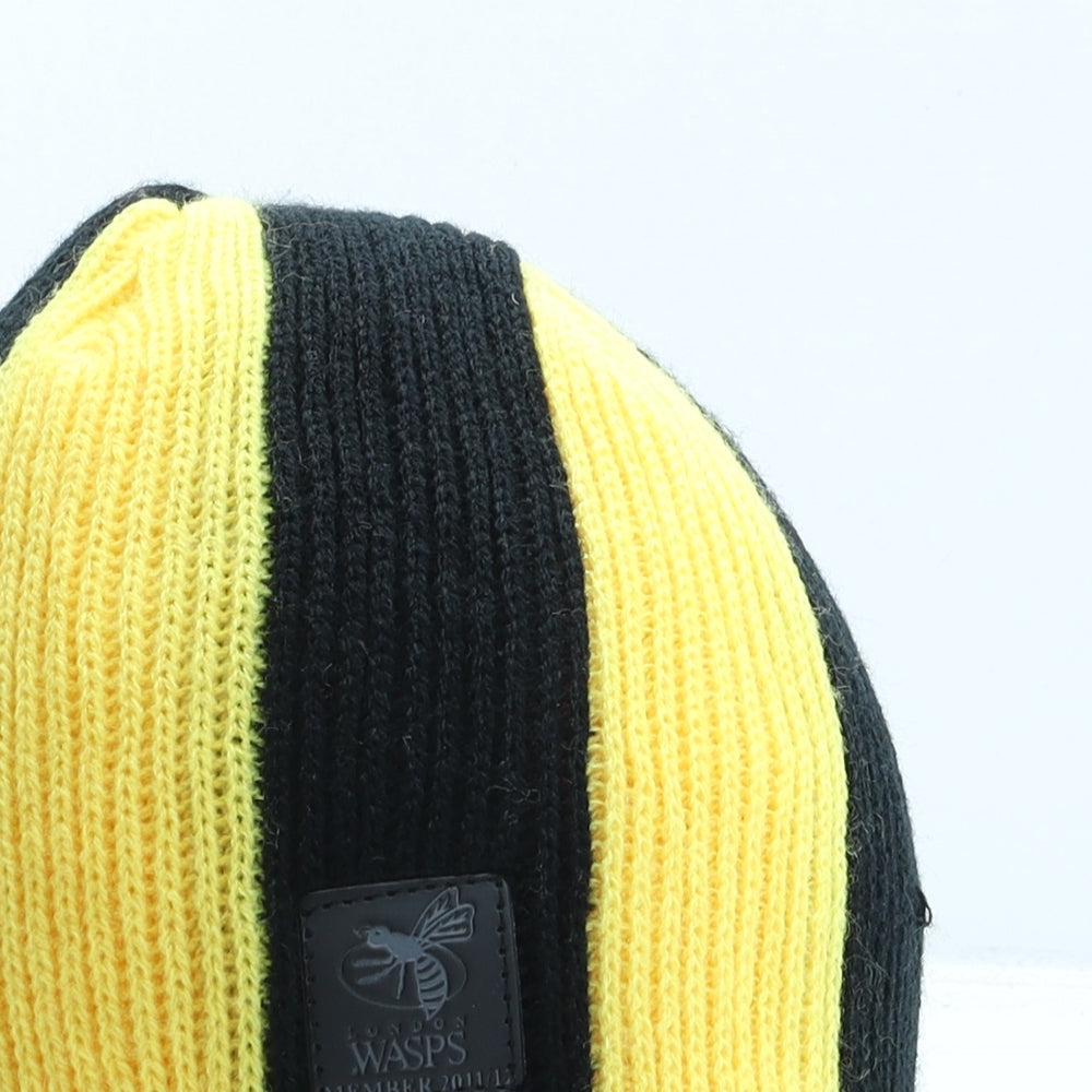 London Wasps Mens Yellow Striped Acrylic Beanie One Size