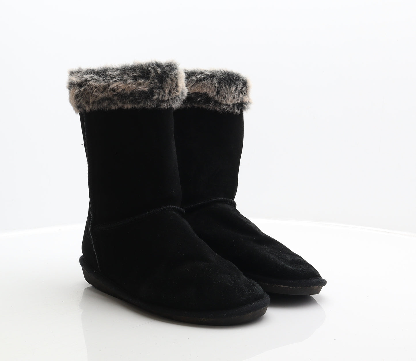 TU Womens Black Polyester Shearling Style Boot UK 7