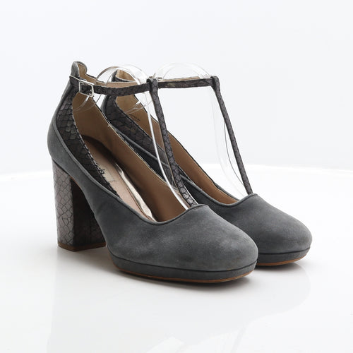 Clarks Womens Grey Animal Print Suede Court Heel UK 7 - Snake skin print