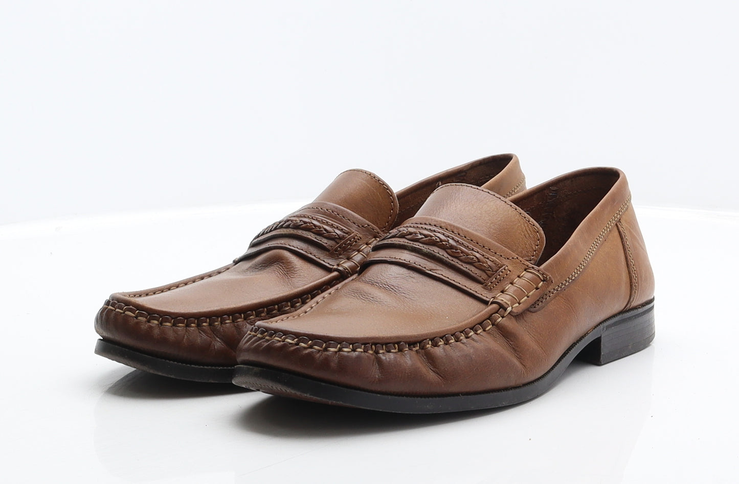 John mac Stone Mens Brown Leather Loafer Casual UK 8 42