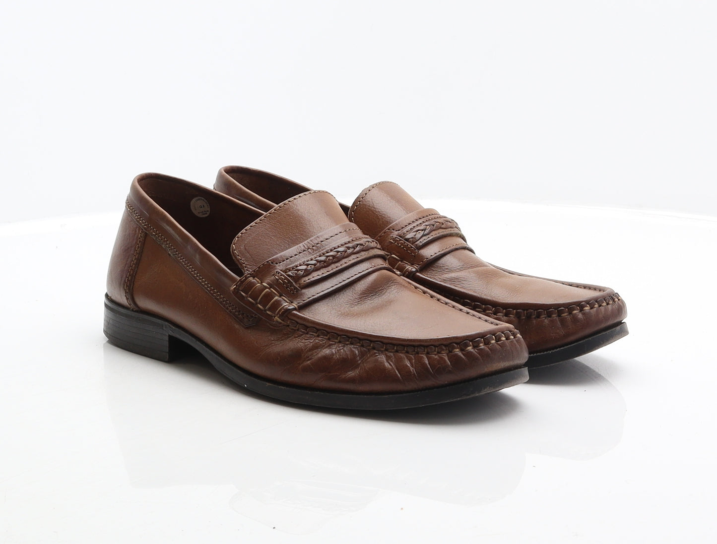 John mac Stone Mens Brown Leather Loafer Casual UK 8 42