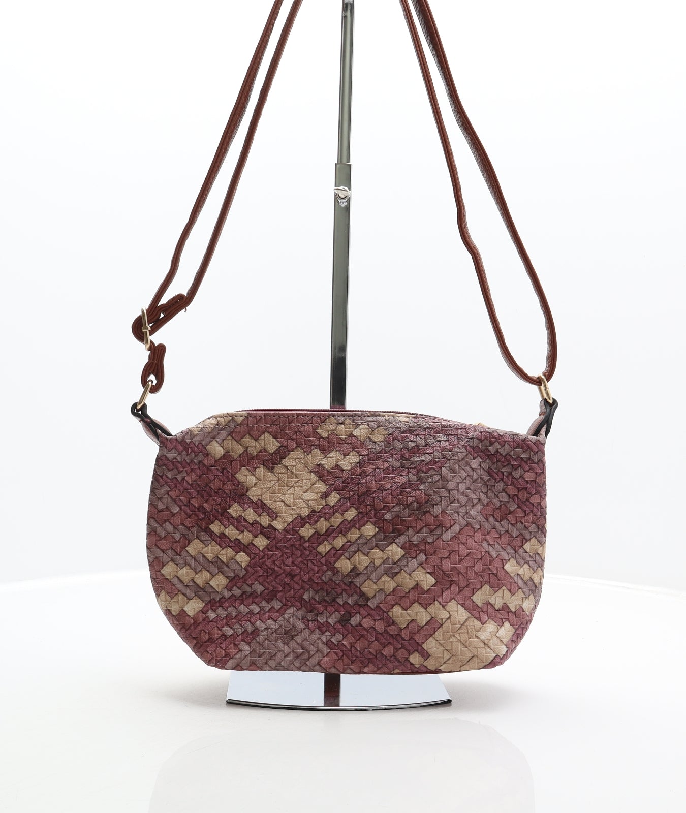 Preworn Womens Multicoloured Geometric Polyurethane Crossbody Size Small