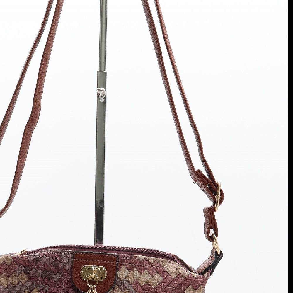 Preworn Womens Multicoloured Geometric Polyurethane Crossbody Size Small