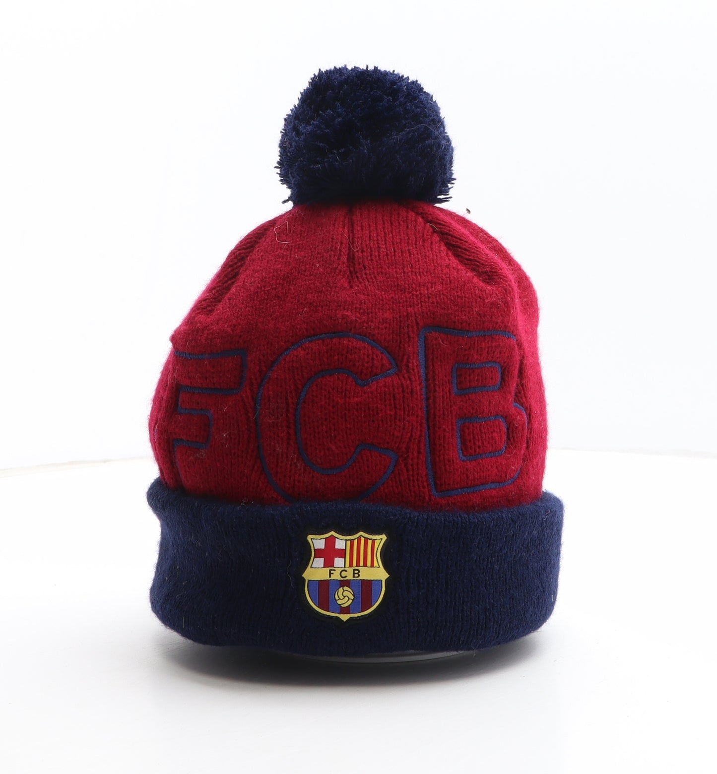 FC Barcelona Mens Red Polyester Beanie One Size - Football FCB