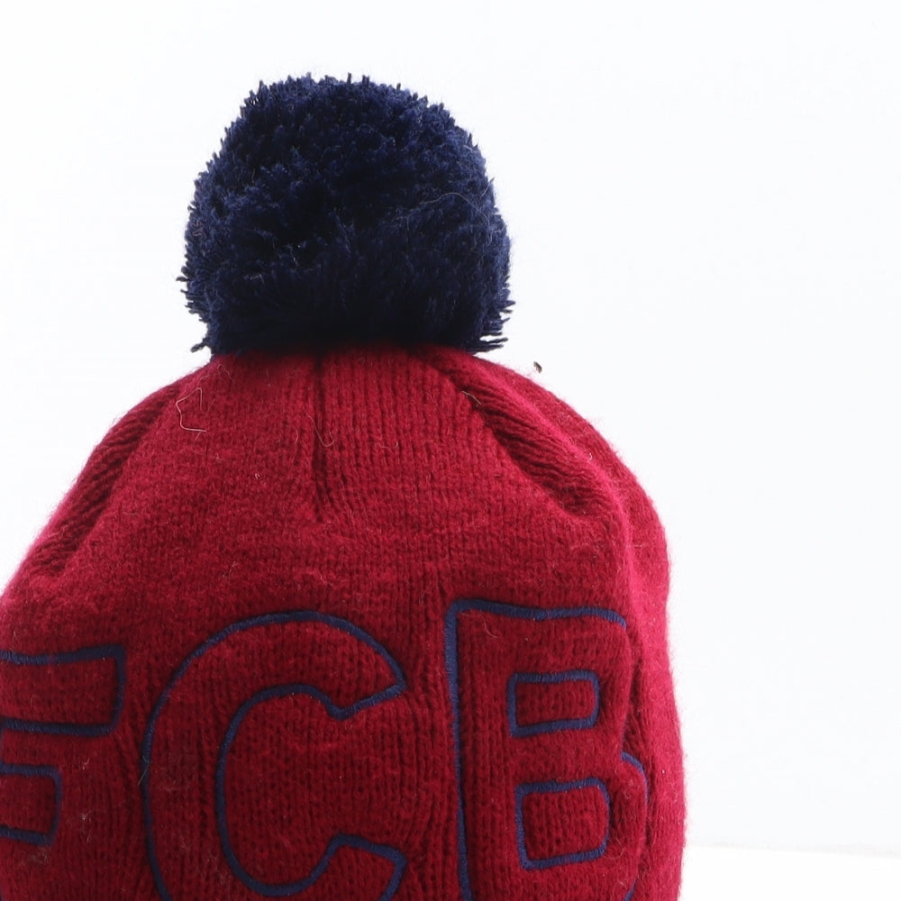 FC Barcelona Mens Red Polyester Beanie One Size - Football FCB