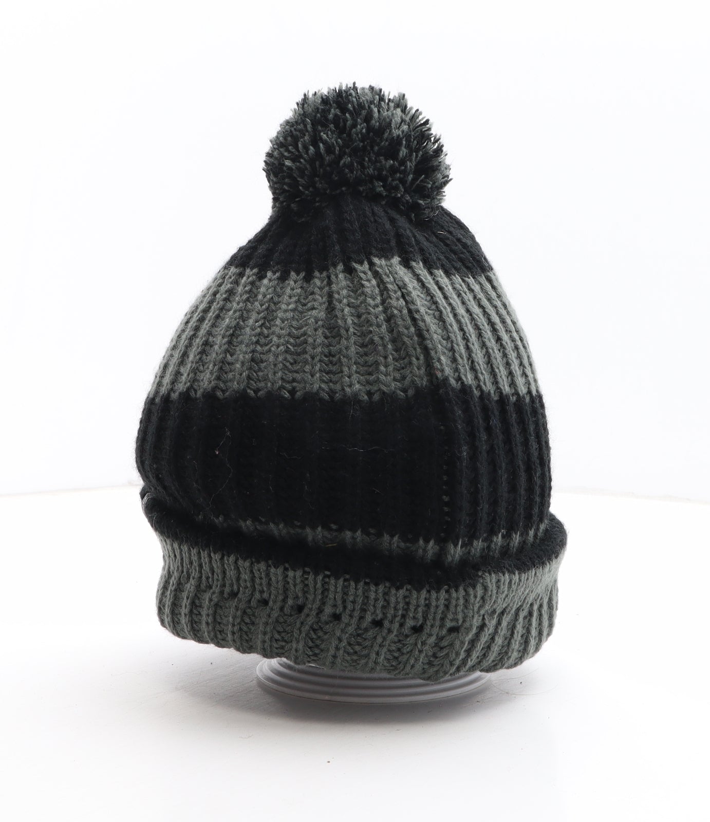 O'Neill Mens Grey Striped Acrylic Beanie One Size