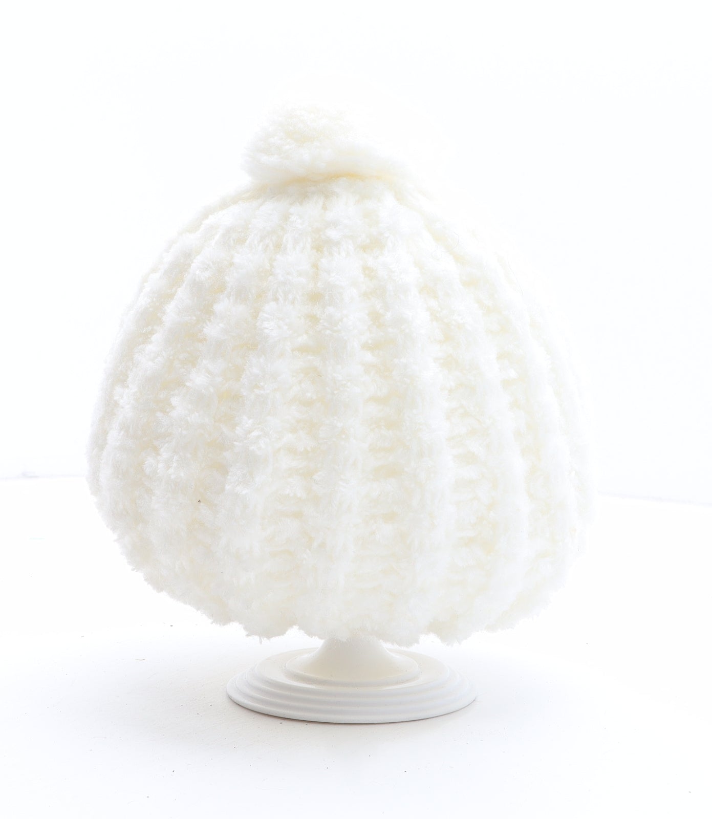 Italy Womens White Acrylic Bobble Hat One Size