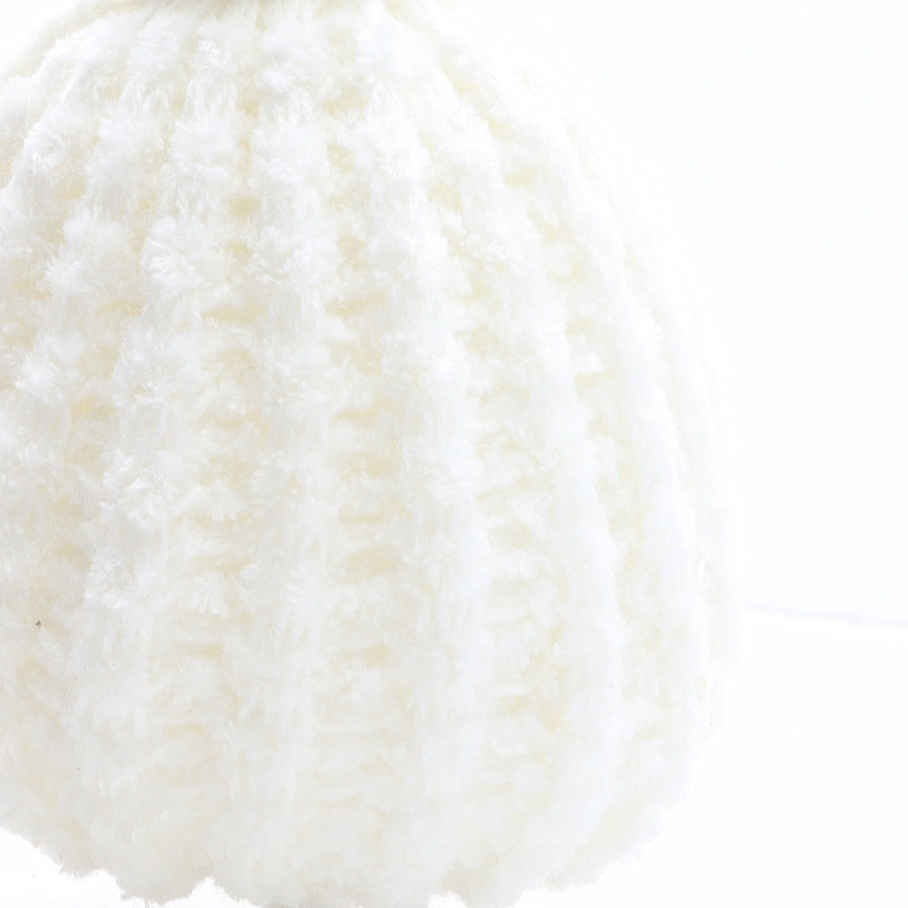 Italy Womens White Acrylic Bobble Hat One Size