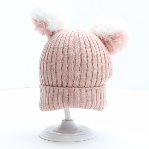 Preworn Girls Pink Viscose Bobble Hat One Size
