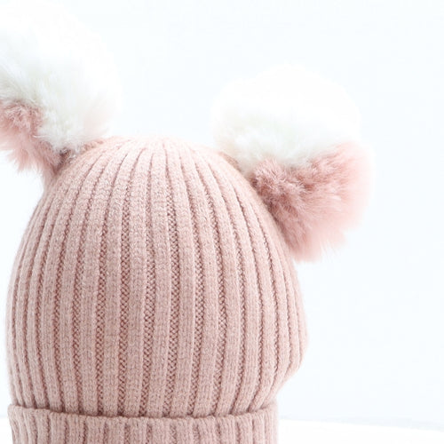 Preworn Girls Pink Viscose Bobble Hat One Size