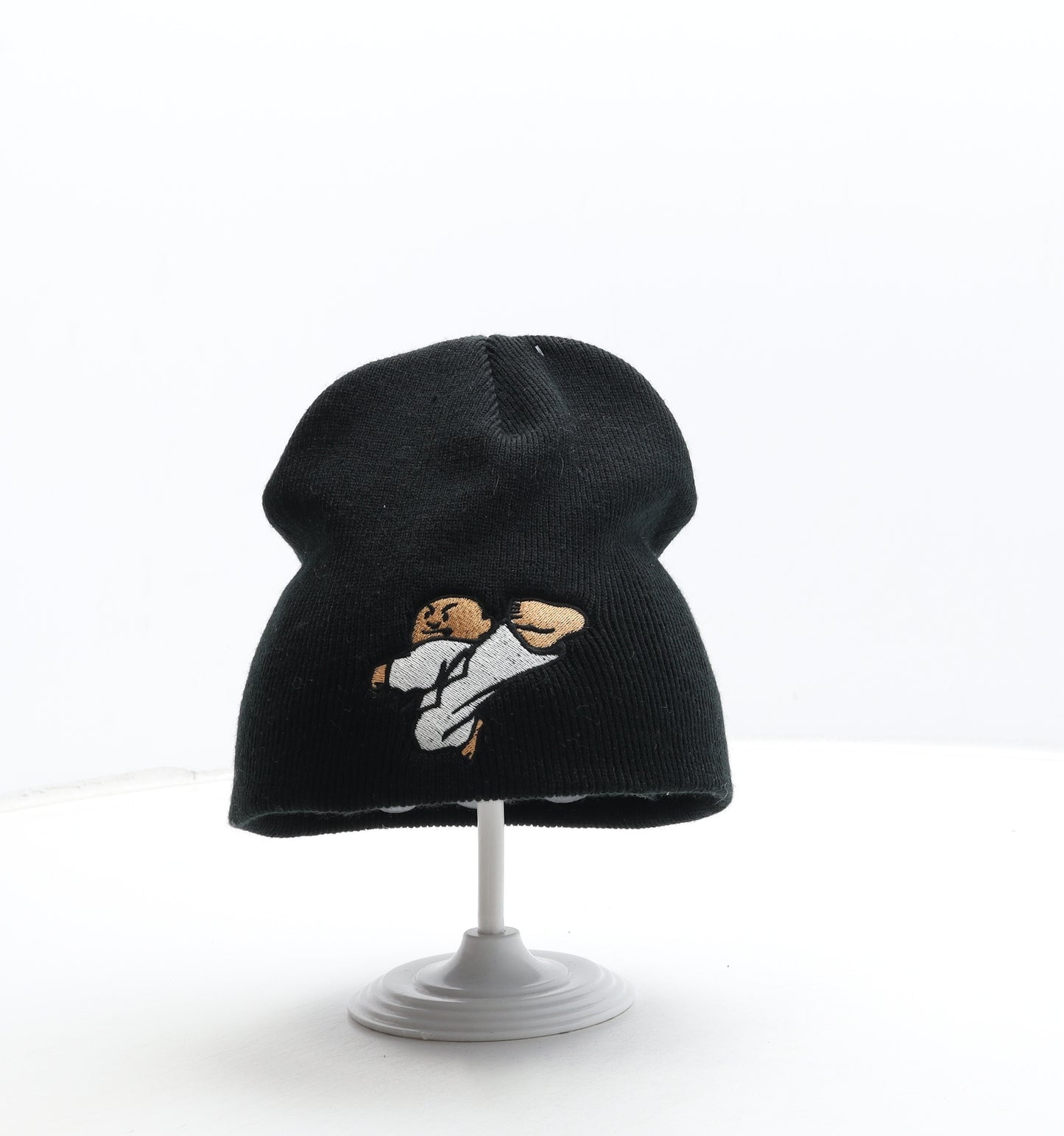 Beechfield Mens Black Acrylic Beanie One Size - Karate Detail