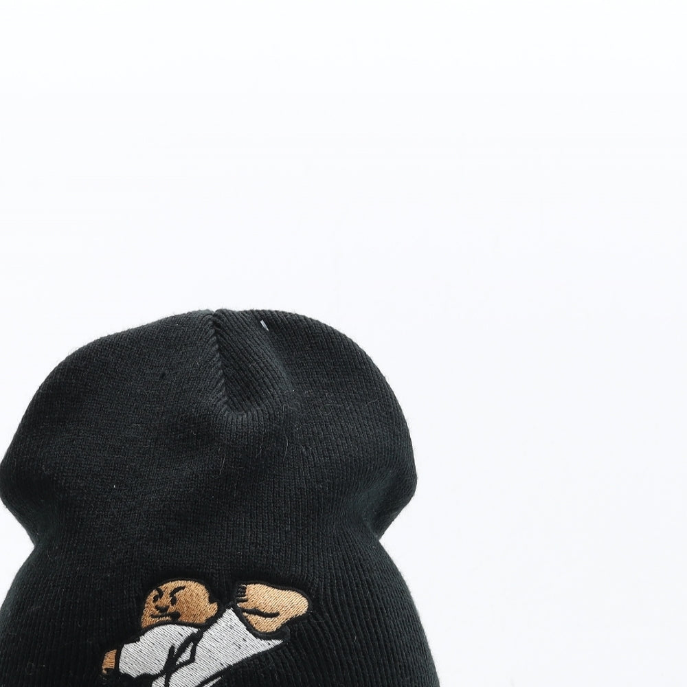 Beechfield Mens Black Acrylic Beanie One Size - Karate Detail