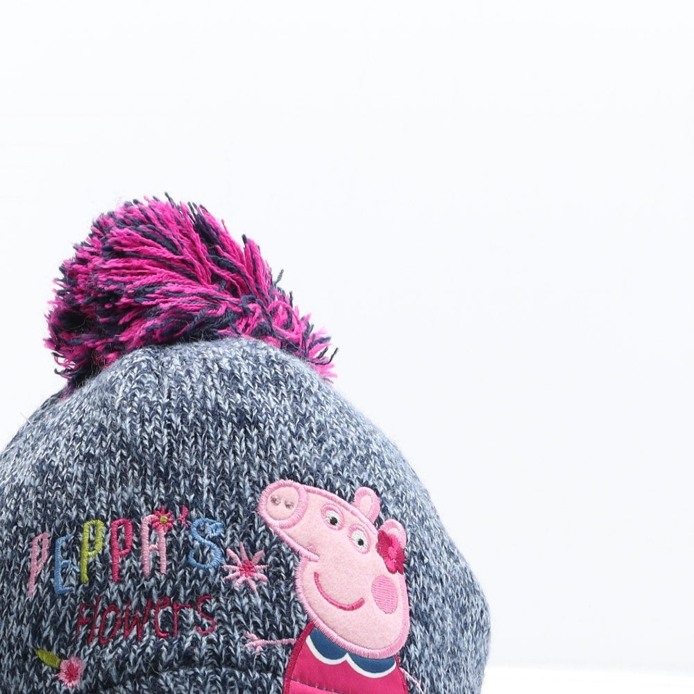 Nutmeg Girls Blue Acrylic Bobble Hat Size S - Peppa Pig