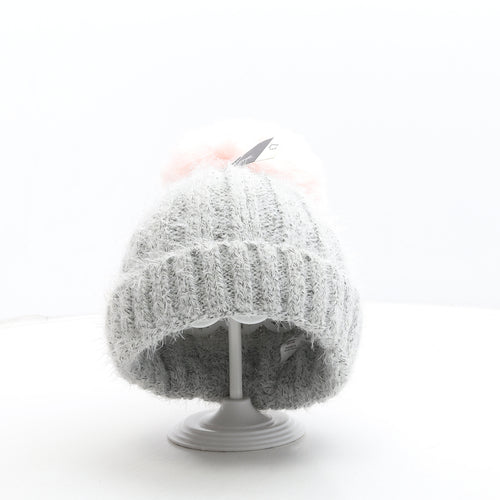George Womens Grey Acrylic Bobble Hat One Size