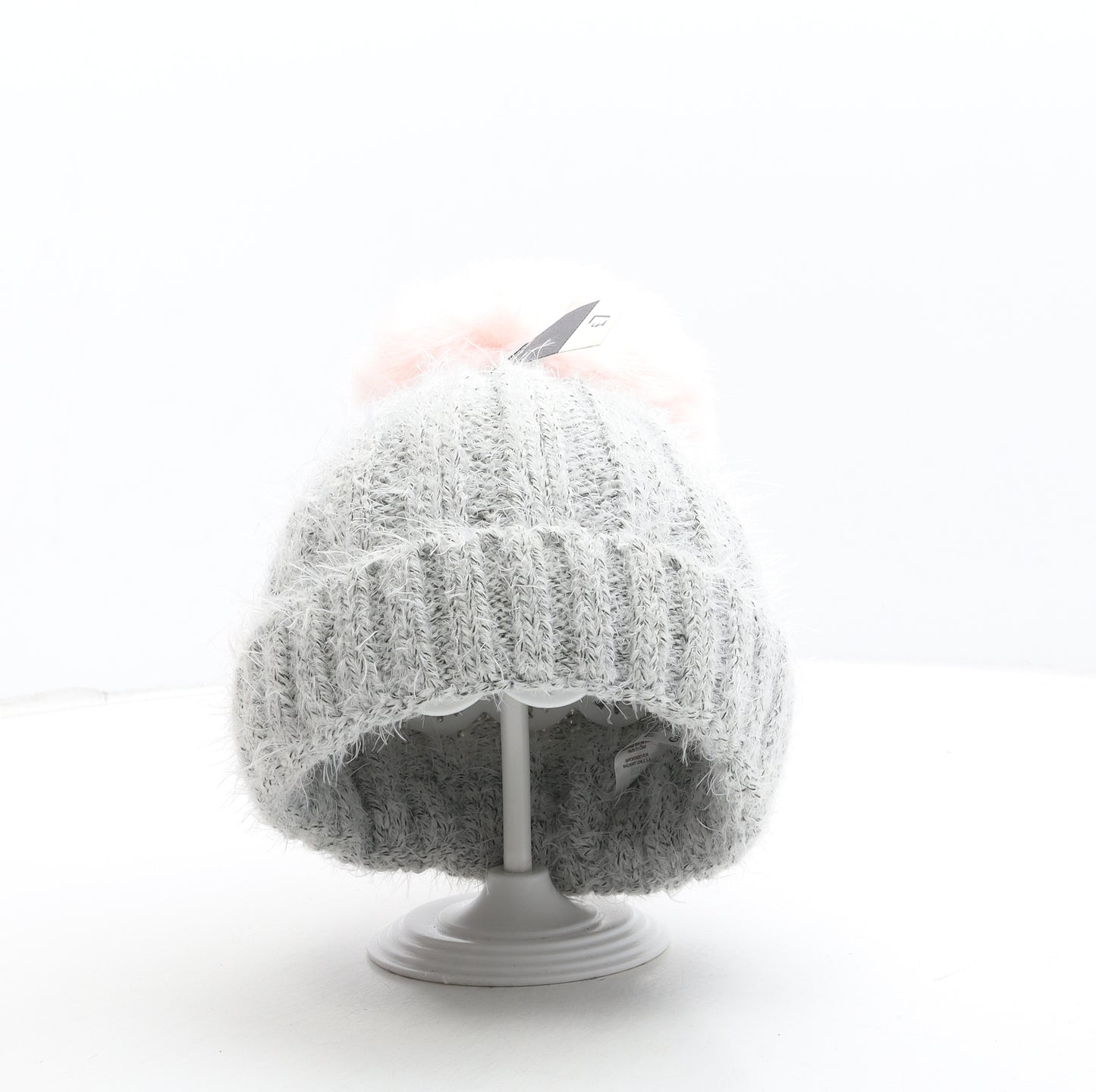 George Womens Grey Acrylic Bobble Hat One Size