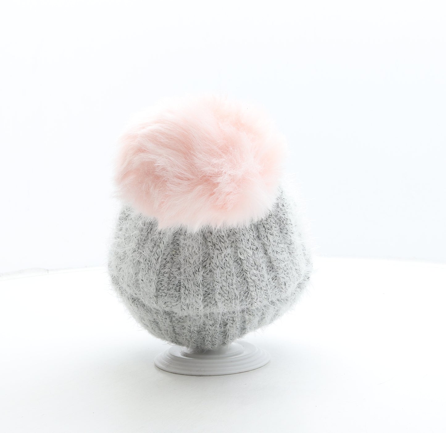 George Womens Grey Acrylic Bobble Hat One Size