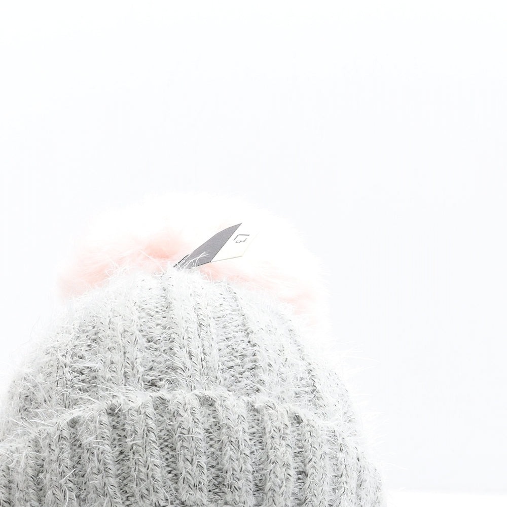 George Womens Grey Acrylic Bobble Hat One Size