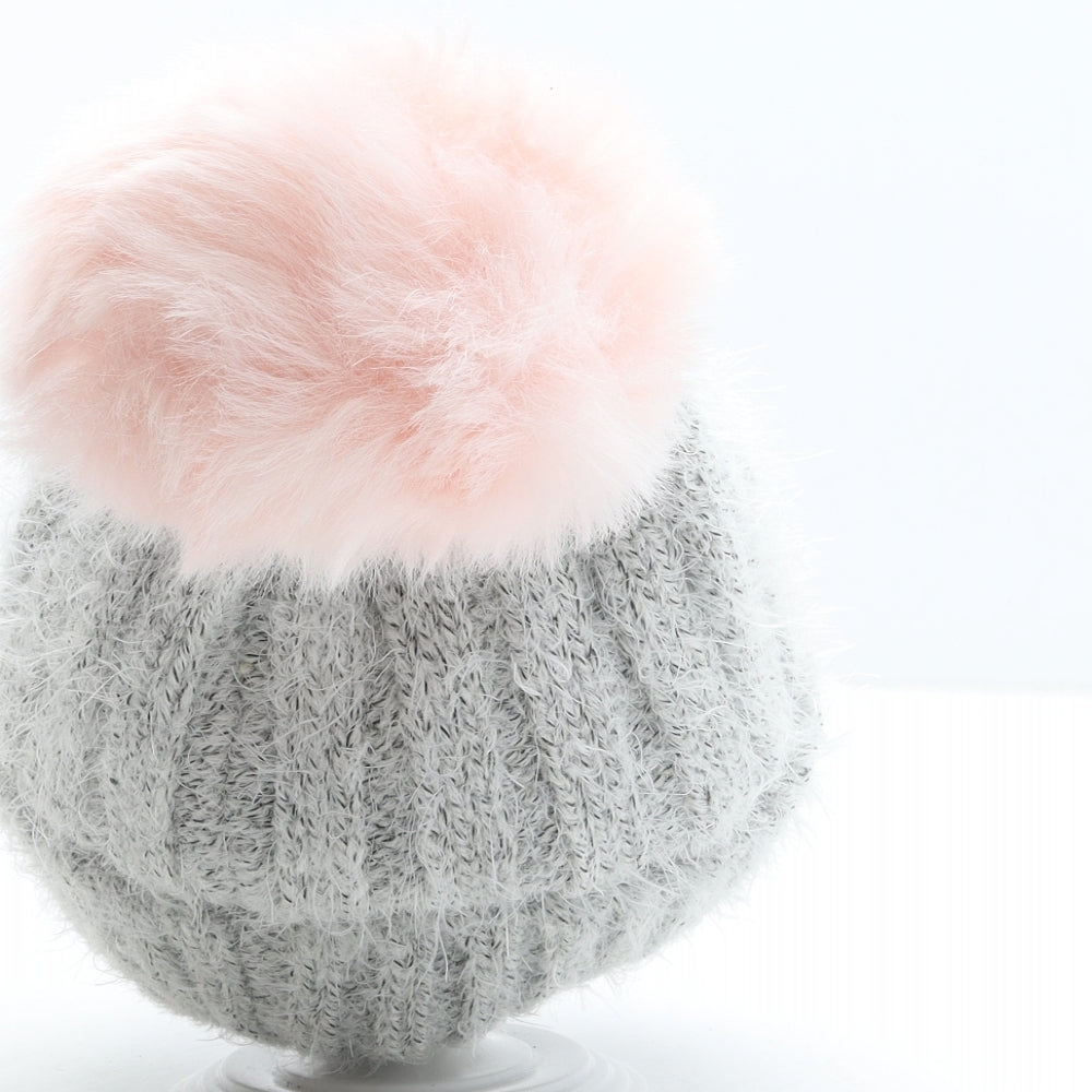 George Womens Grey Acrylic Bobble Hat One Size
