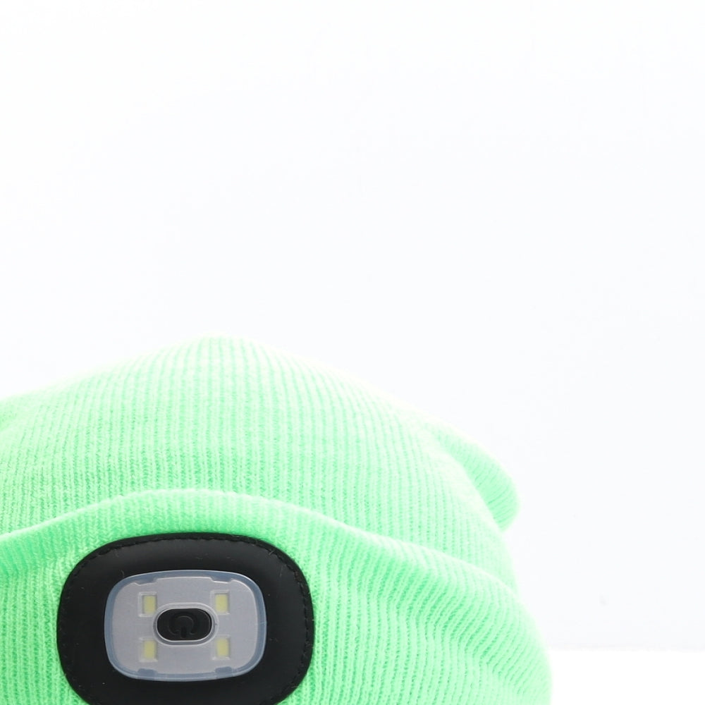 Preworn Mens Green Acrylic Beanie One Size - Spotlight Attached