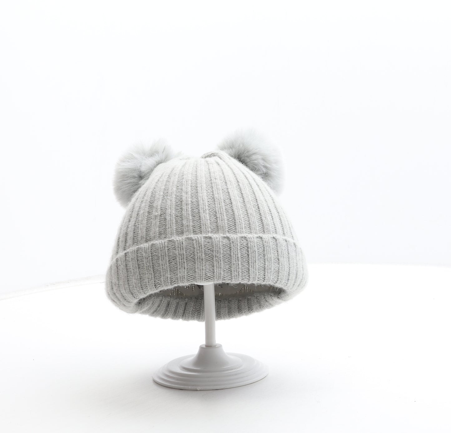 Primark Girls Grey Polyester Bobble Hat Size S