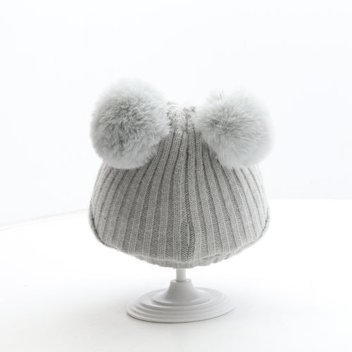 Primark Girls Grey Polyester Bobble Hat Size S