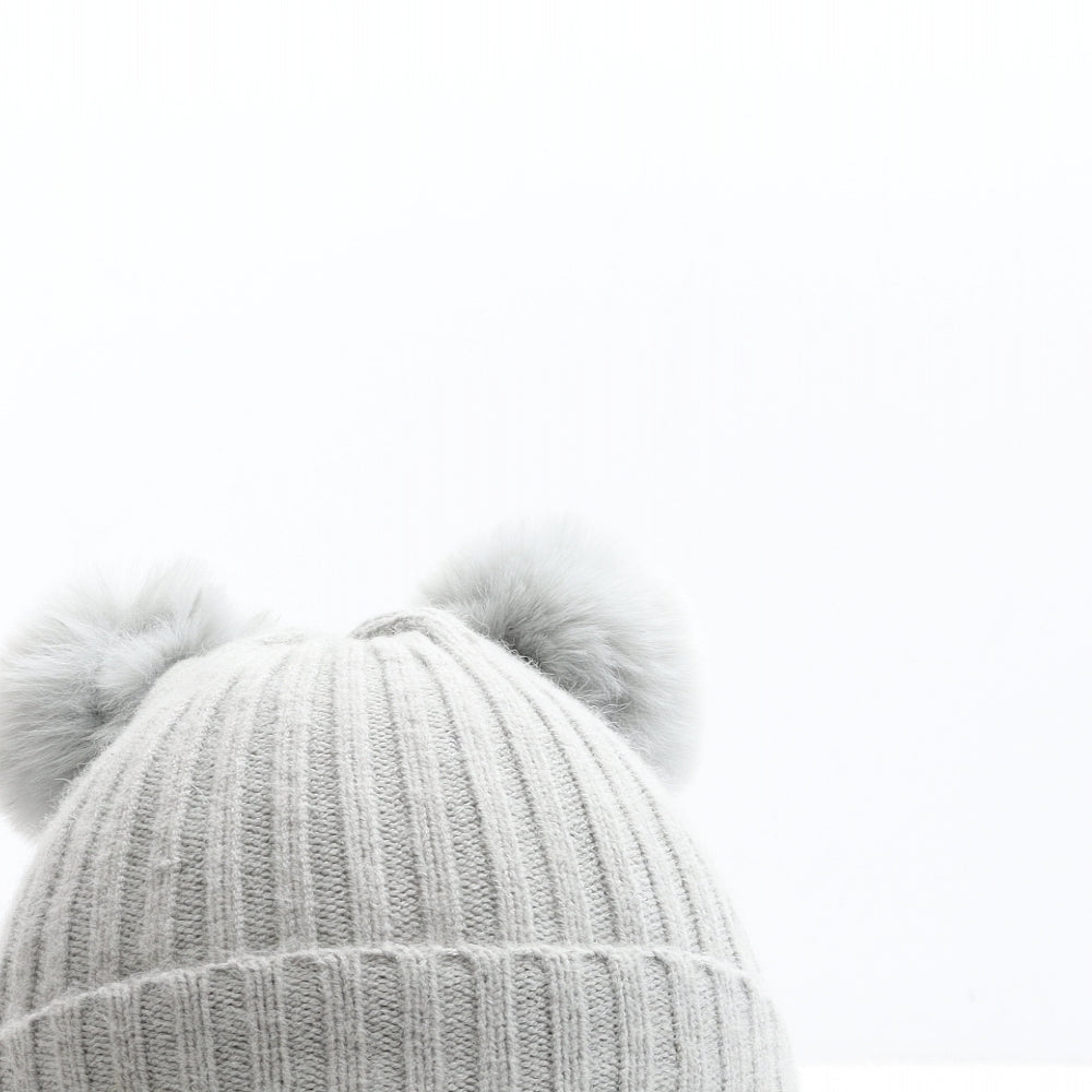 Primark Girls Grey Polyester Bobble Hat Size S