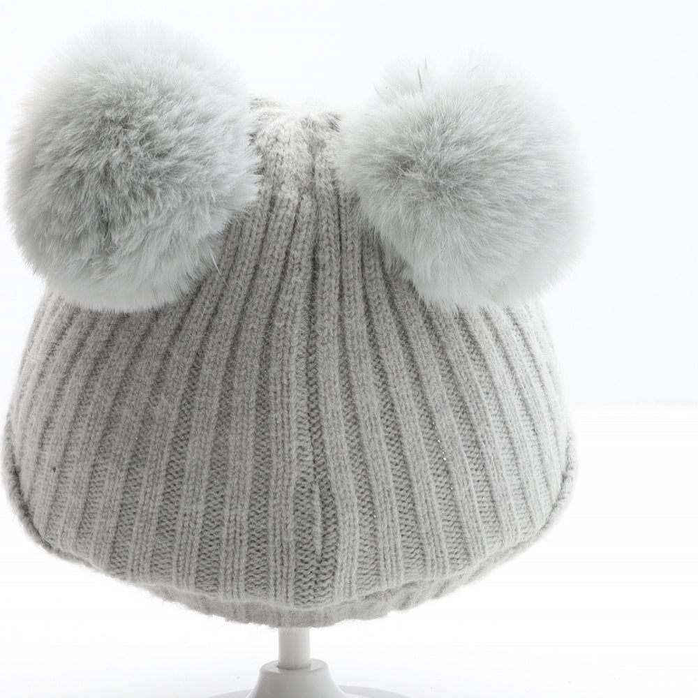 Primark Girls Grey Polyester Bobble Hat Size S