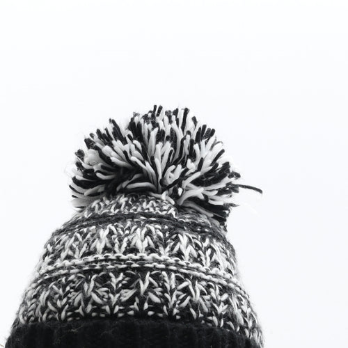 George Boys Black Fair Isle Acrylic Bobble Hat Size S