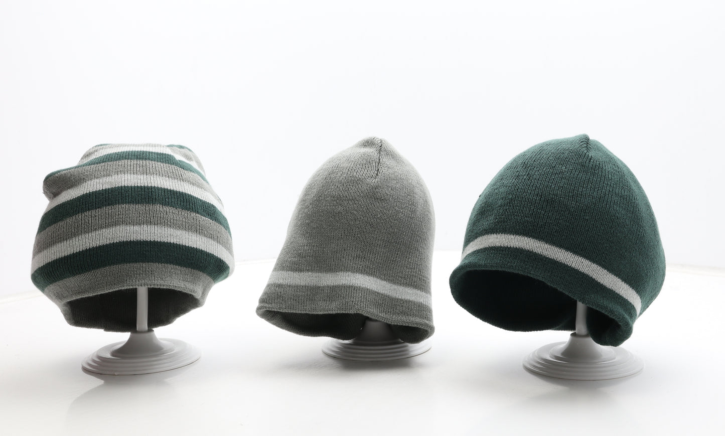 B&M Boys Multicoloured Striped Acrylic Beanie One Size - Pack 3 Hats