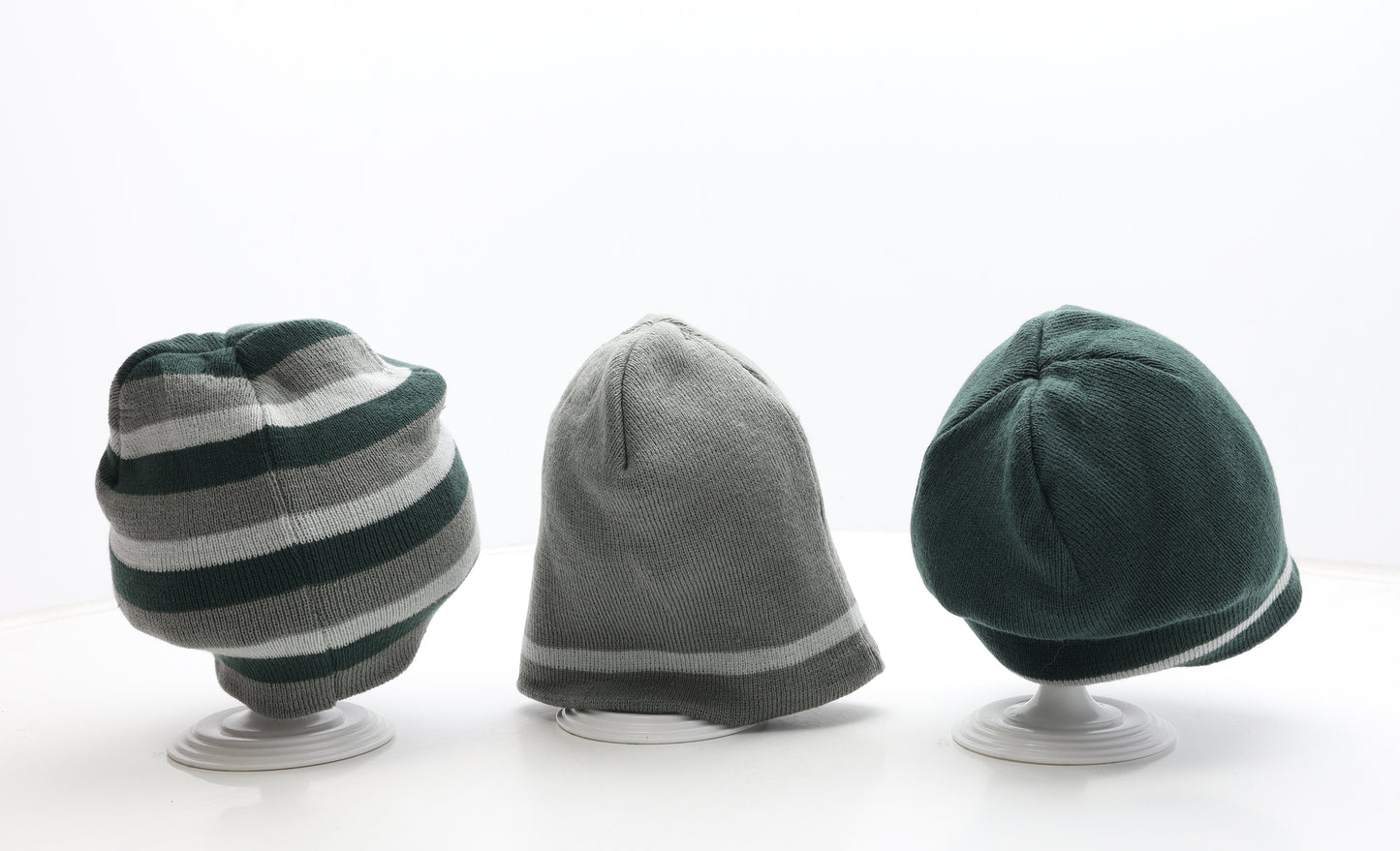 B&M Boys Multicoloured Striped Acrylic Beanie One Size - Pack 3 Hats