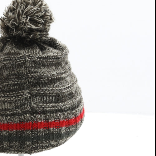 F&F Boys Brown Acrylic Bobble Hat Size S