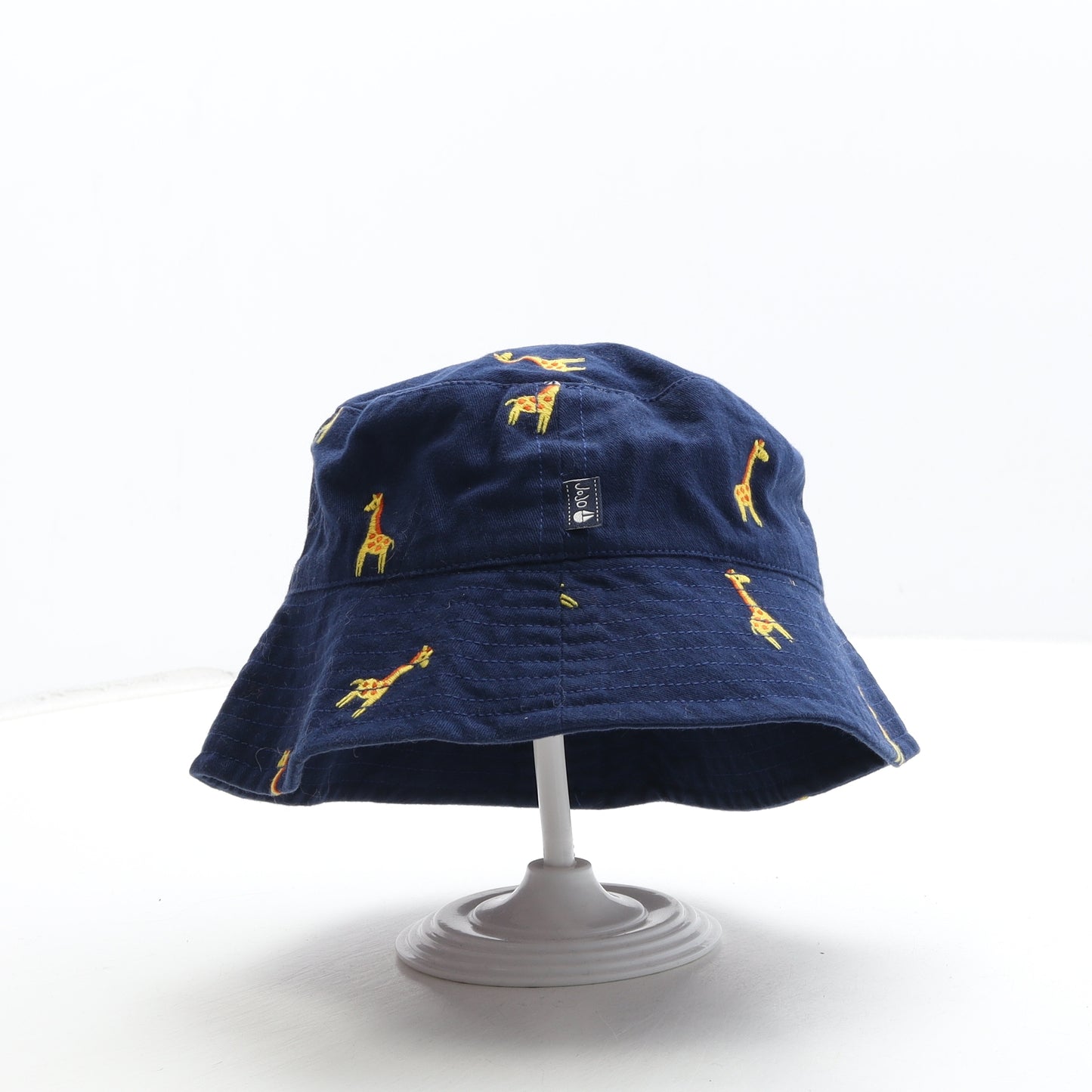 JoJo Maman Bébé Boys Blue Cotton Bucket Hat Size S - Giraffe Detail