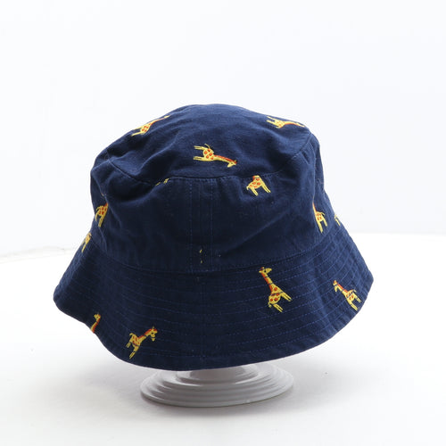 JoJo Maman Bébé Boys Blue Cotton Bucket Hat Size S - Giraffe Detail